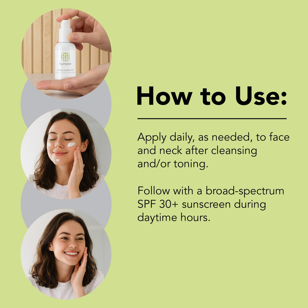 Humane Oil-Free Daily Moisturizer for Acne-Prone Skin – 4 oz with Hyaluronic Acid, Aloe Vera, Cucumber & Grapeseed