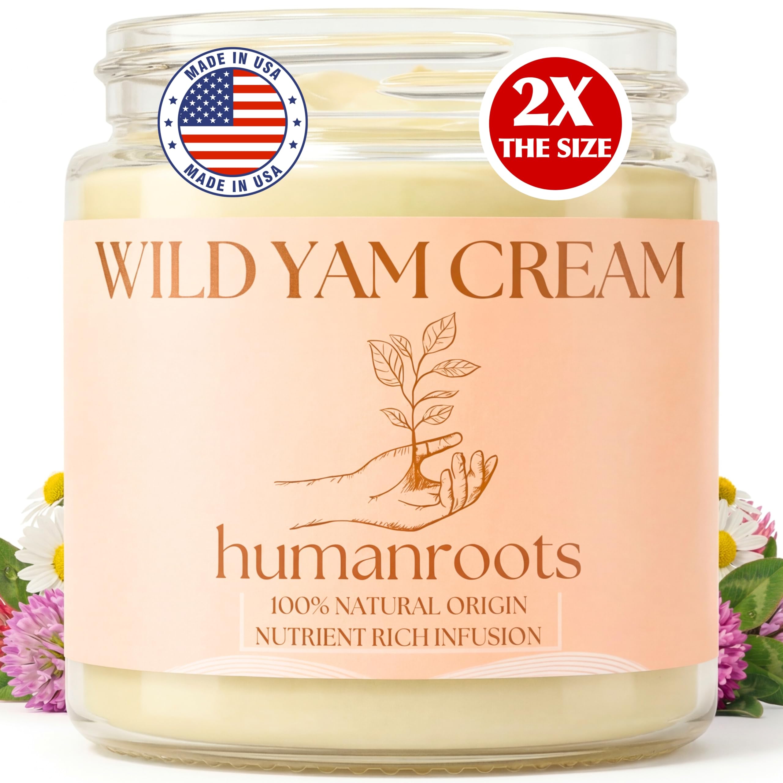 Humanroots Wild Yam Cream for Menopause & PMS — Organic, Unscented 4 oz