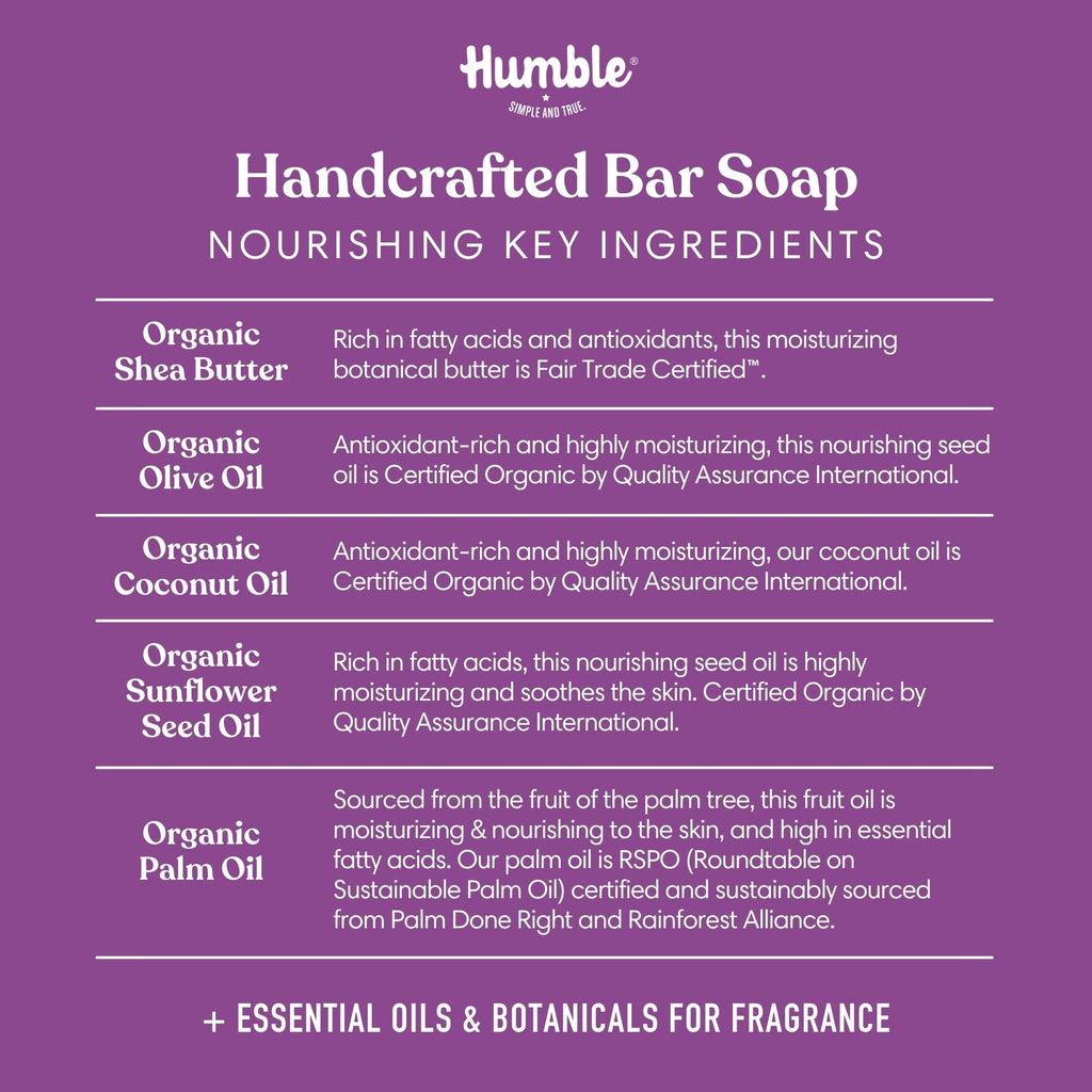 Humble Brands Mountain Lavender Handcrafted Soap – 3 Pack, Cold-Process, Cruelty-Free, Organic