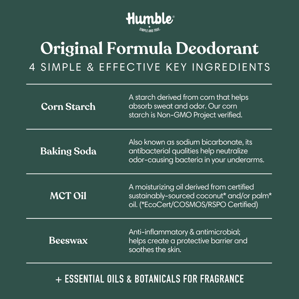 HUMBLE BRANDS Original Formula Aluminum-Free Deodorant — Long-Lasting Odor Control, Black Spruce | Full & Travel Pack