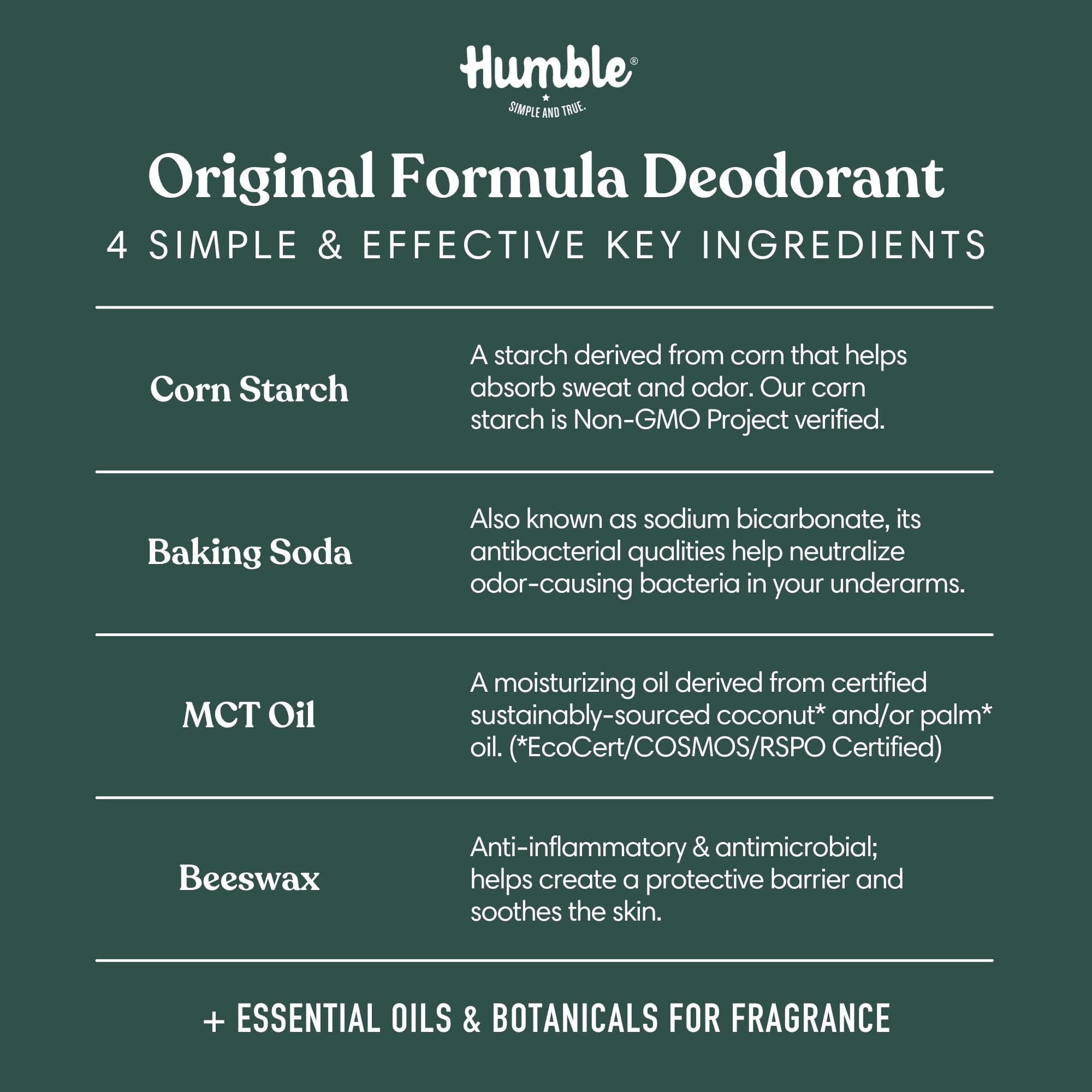 HUMBLE BRANDS Original Formula Aluminum-Free Deodorant — Long-Lasting Odor Control, Black Spruce | Full & Travel Pack