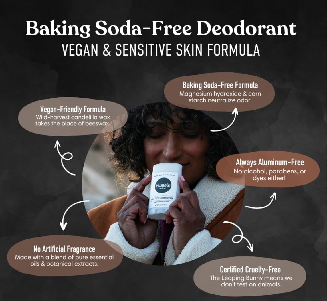 HUMBLE BRANDS Aluminum-Free Deodorant – Moroccan Rose, 3 Pack, Vegan & Cruelty-Free, Sensitive Skin