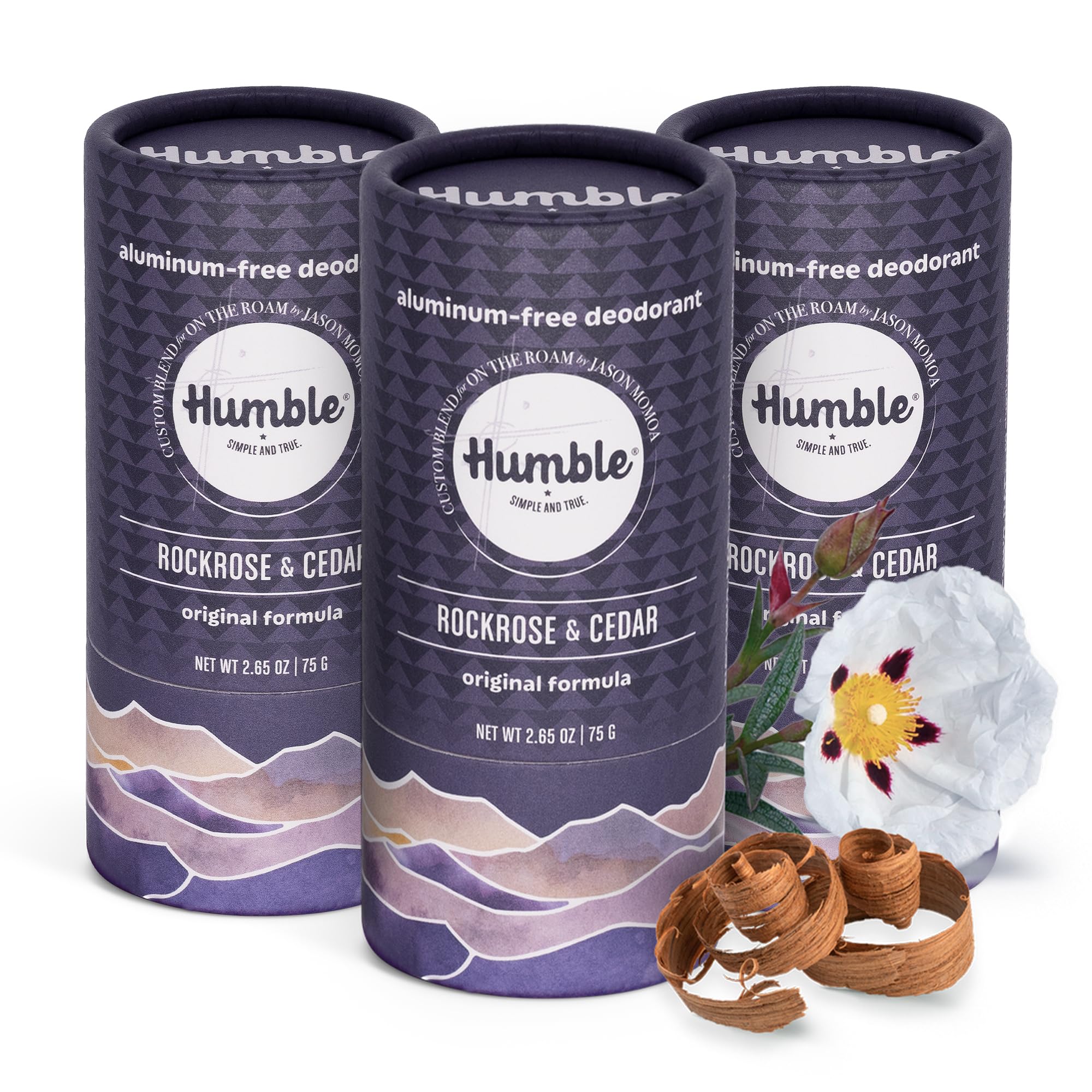 Humble Rockrose & Cedar Deodorant 3 Pack | Aluminum-Free, Plastic-Free