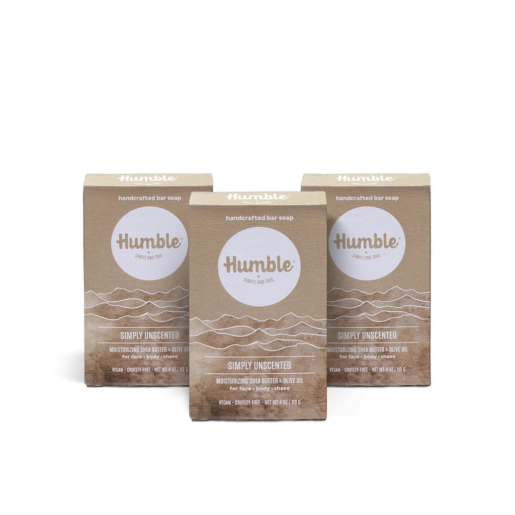 Humble Simple and True Handcrafted Bar Soap — Unscented Cold-Process 3-Pack