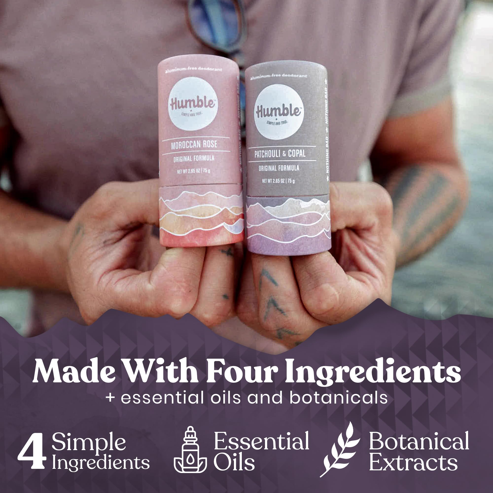 Humble Rockrose & Cedar Deodorant 3 Pack | Aluminum-Free, Plastic-Free