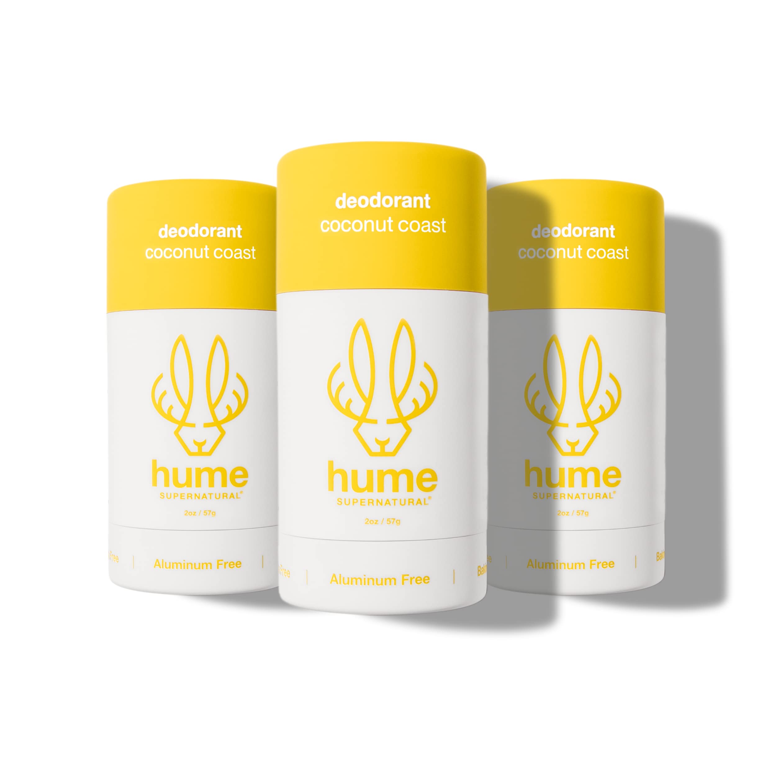 Hume Supernatural Aluminum Free Deodorant - Probiotic, Plant-Based, Coconut Coast 3-Pack