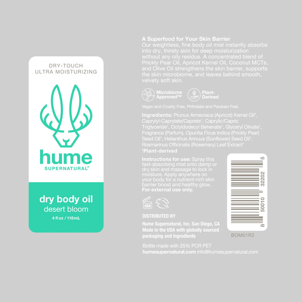 HUME SUPERNATURAL Dry Body Oil Spray – Non-Toxic, Fast-Absorbing Moisturizing Mist