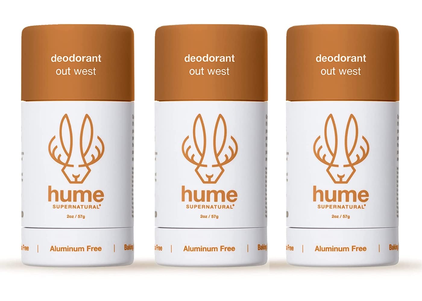 Hume Supernatural Aluminum-Free Deodorant – Probiotic & Plant-Based, 3-Pack (Out West)