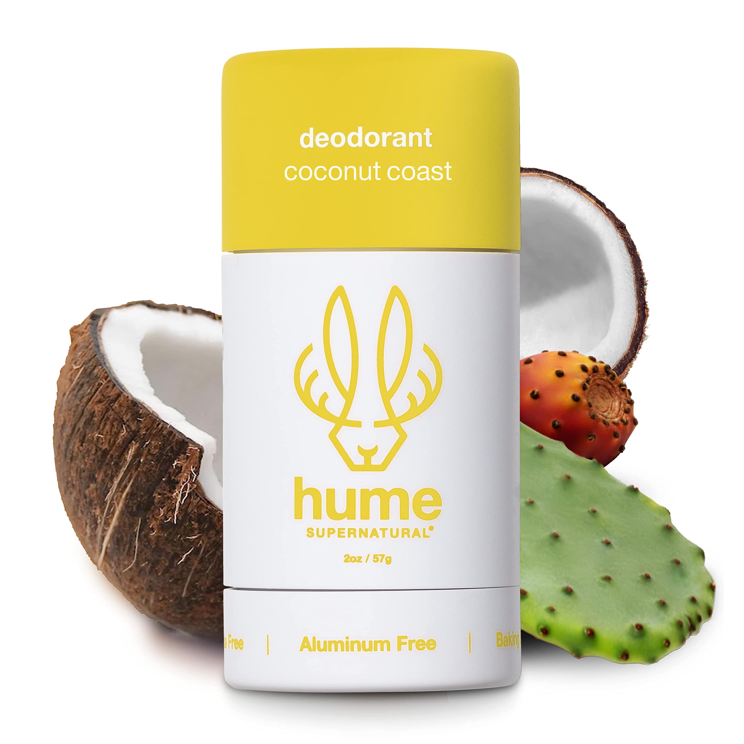 Hume Supernatural Aluminum Free Deodorant - Probiotic, Plant-Based, Coconut Coast 3-Pack