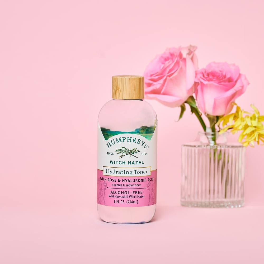 Humphreys Witch Hazel Hydrating Toner | Alcohol-Free, Rose & Hyaluronic | 8 Oz
