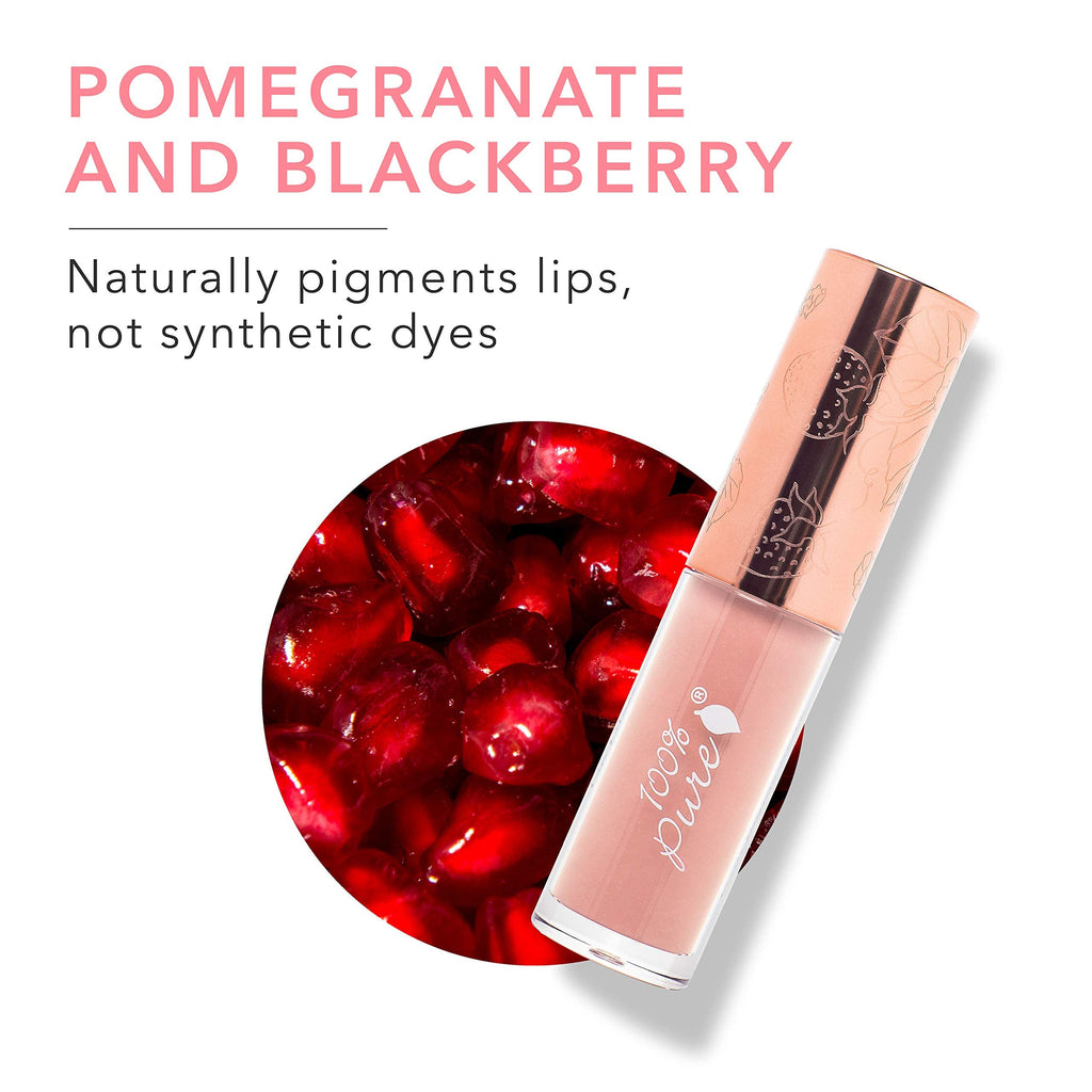 100% PURE Lip Gloss Naked — Fruit Pigmented, Warm Peachy Nude, High Shine