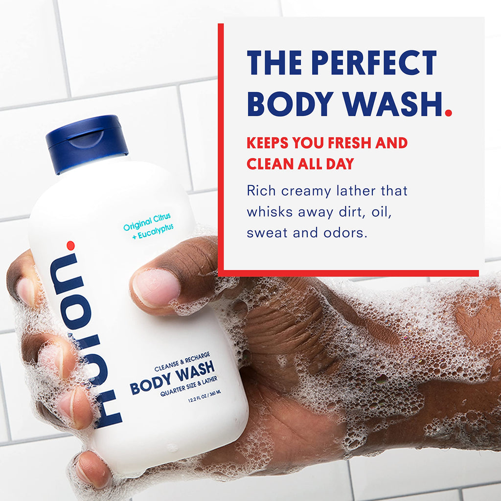 Huron Men’s Moisturizing Body Wash – Clean & Woody Sandalwood, Black Pepper, Cedarwood & Amber, 12.2 fl oz