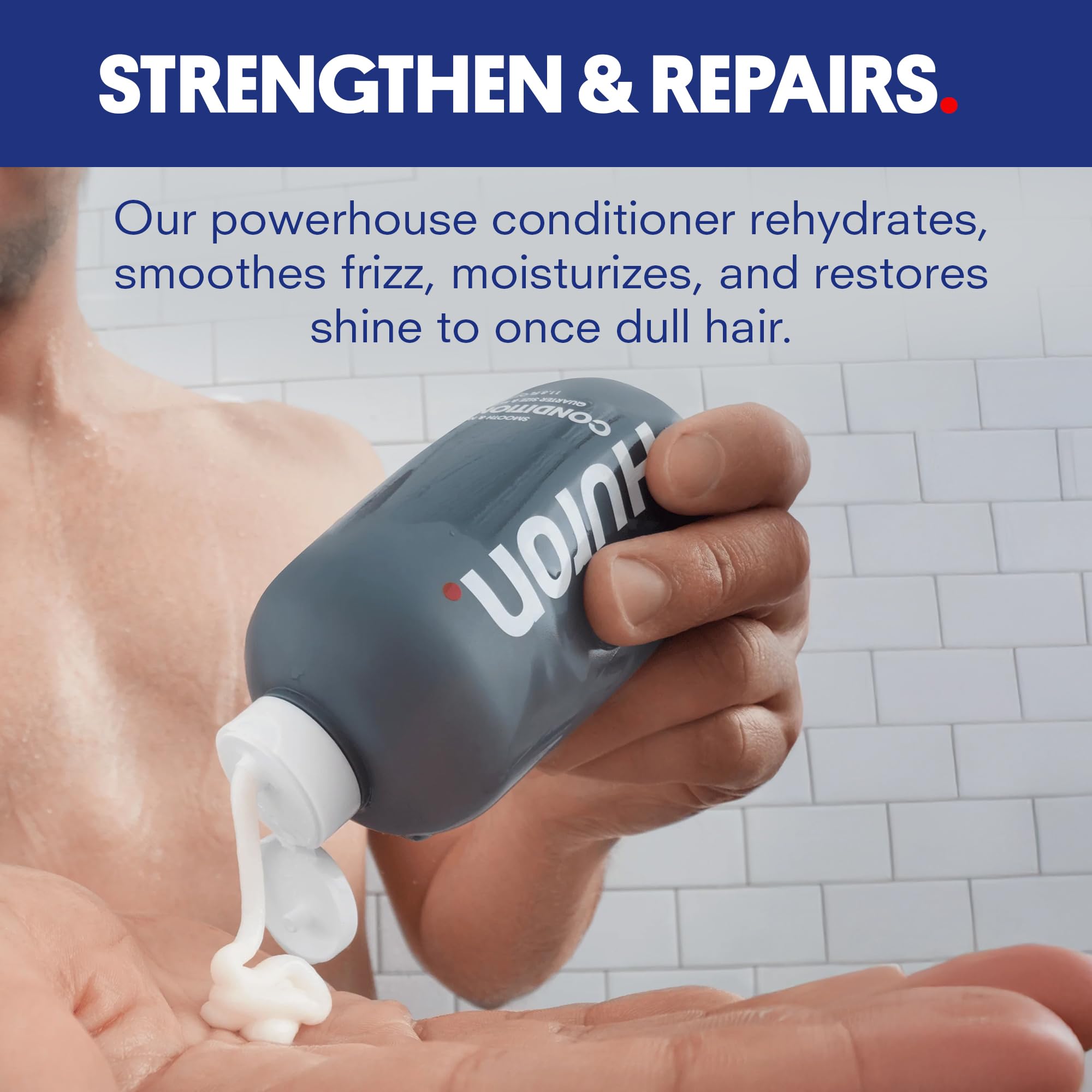 Huron Men’s Conditioner – Lightweight Hydrating Formula, Frizz Reduction, Shine – 100% Vegan & Cruelty-Free – 11.8 Fl Oz (2-Pack)