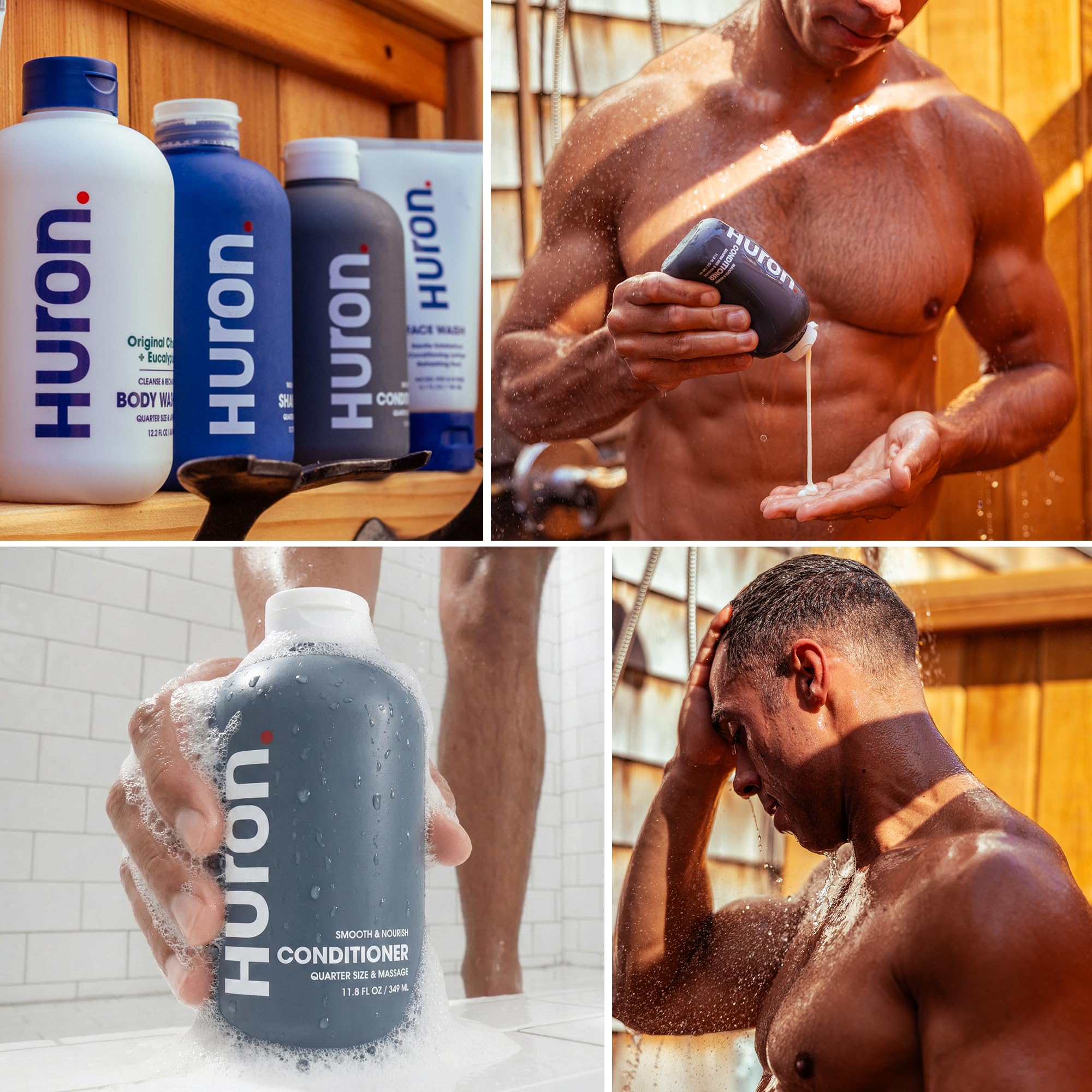 Huron Men’s Conditioner – Lightweight Hydrating Formula, Frizz Reduction, Shine – 100% Vegan & Cruelty-Free – 11.8 Fl Oz (2-Pack)
