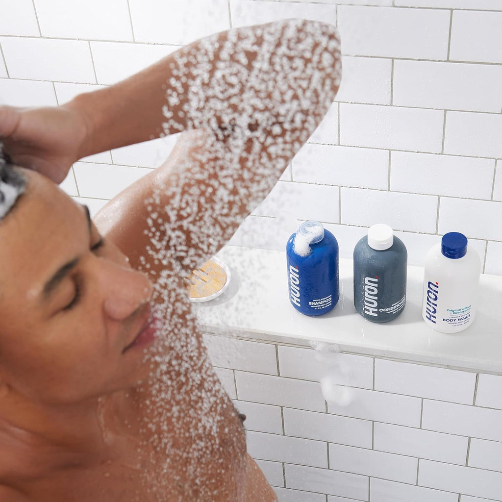 Huron Shower Kit for Men – Shampoo, Conditioner & Body Wash (Sea Salt + Driftwood)