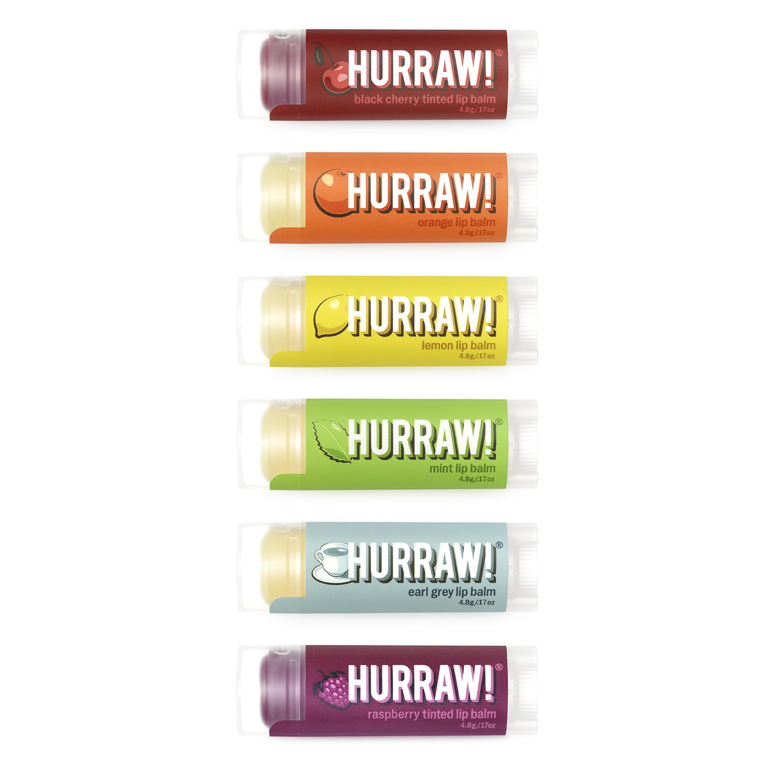 Hurraw! Lip Balms Staff Favorites 6-Pack – Organic, Vegan, All-Natural (Made in USA)