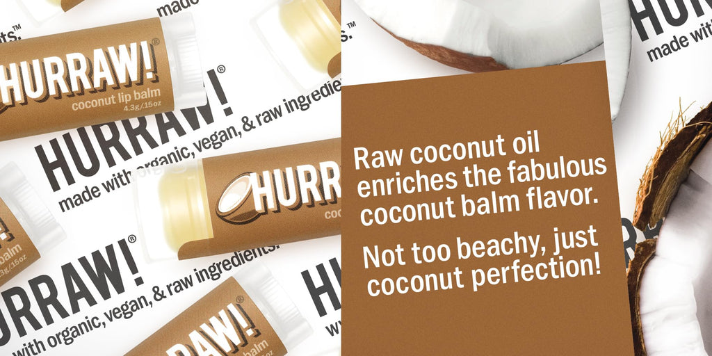 Hurraw! Coconut Lip Balm 3 Pack | Organic, Vegan, Cruelty-Free, Made in USA