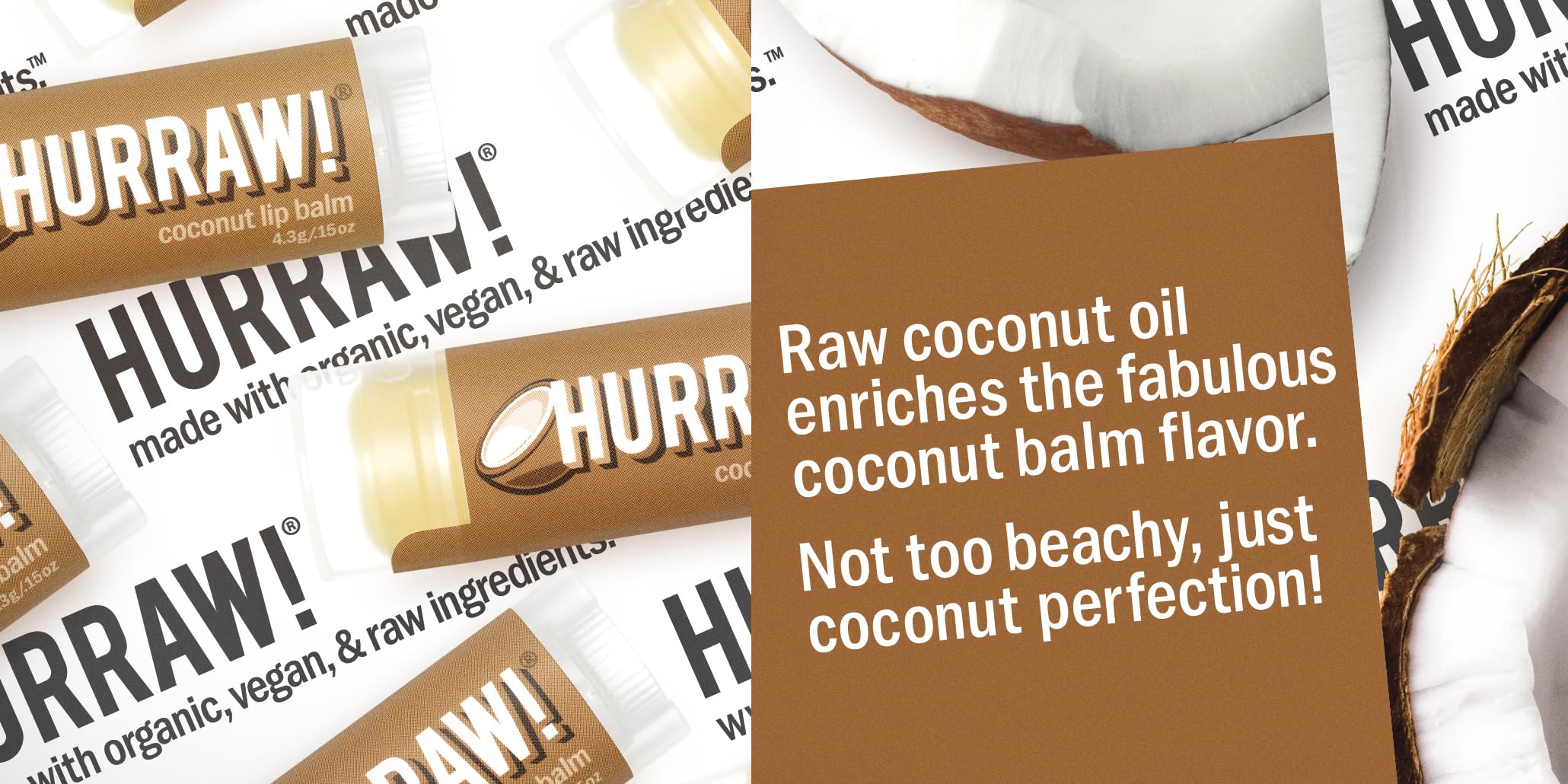 Hurraw! Coconut Lip Balm 3 Pack | Organic, Vegan, Cruelty-Free, Made in USA