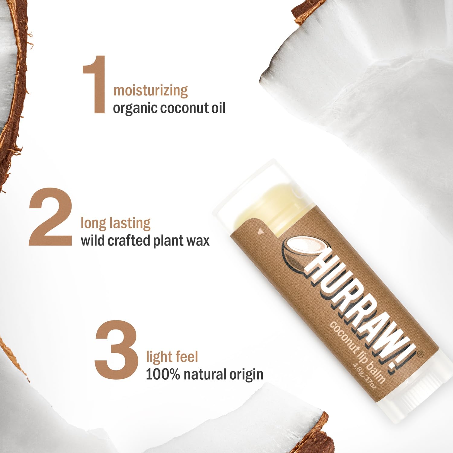 Hurraw! Coconut Lip Balm – 2 Pack | Organic, Vegan, Cruelty-Free, Gluten Free | Made in USA