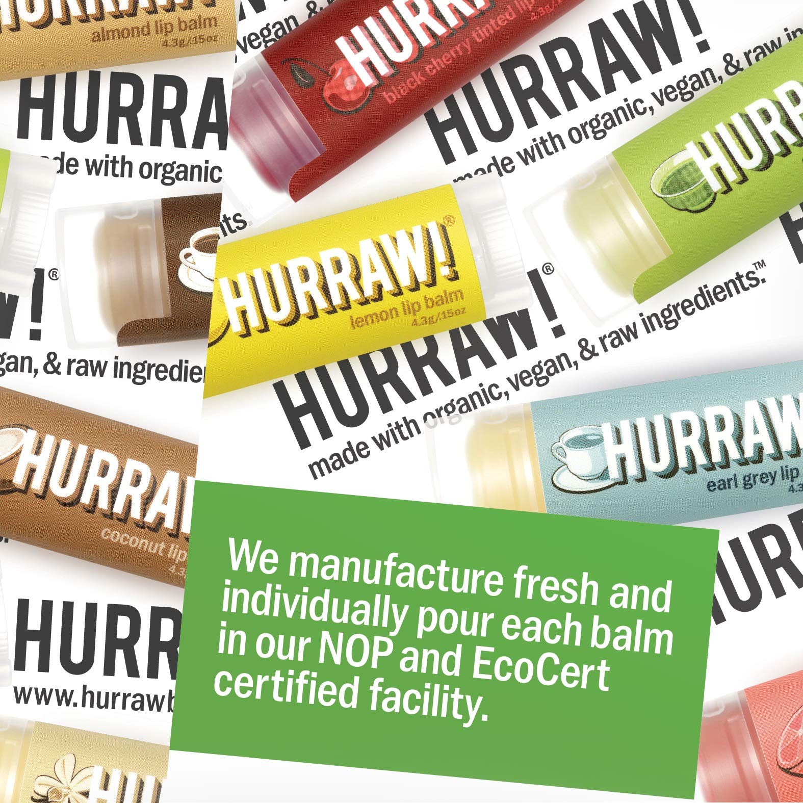 Hurraw! Lip Balms Staff Favorites 6-Pack – Organic, Vegan, All-Natural (Made in USA)