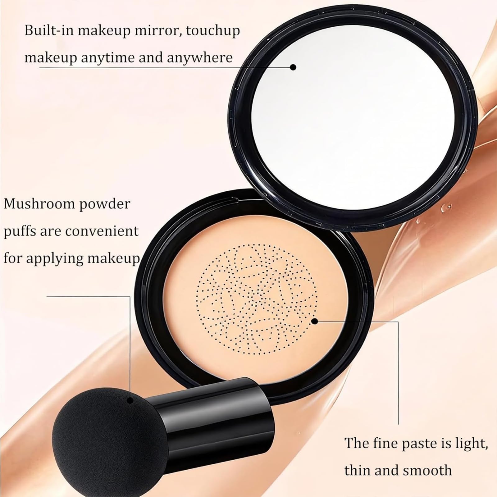 Hush Cosmetics Glow Foundation & Moisturizing Concealer – Hydrating Air Cushion CC Cream (Nature) for Mature Skin