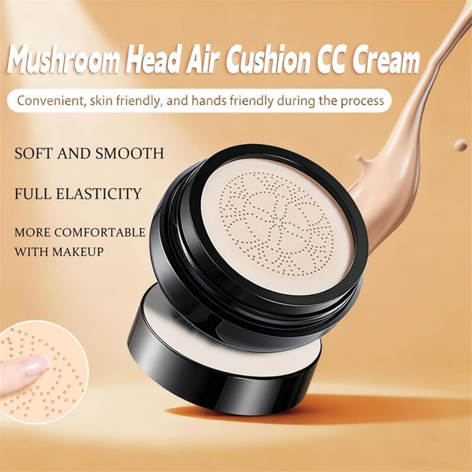 Hush Cosmetics Glow Foundation & Moisturizing Concealer – Hydrating Air Cushion CC Cream (Nature) for Mature Skin
