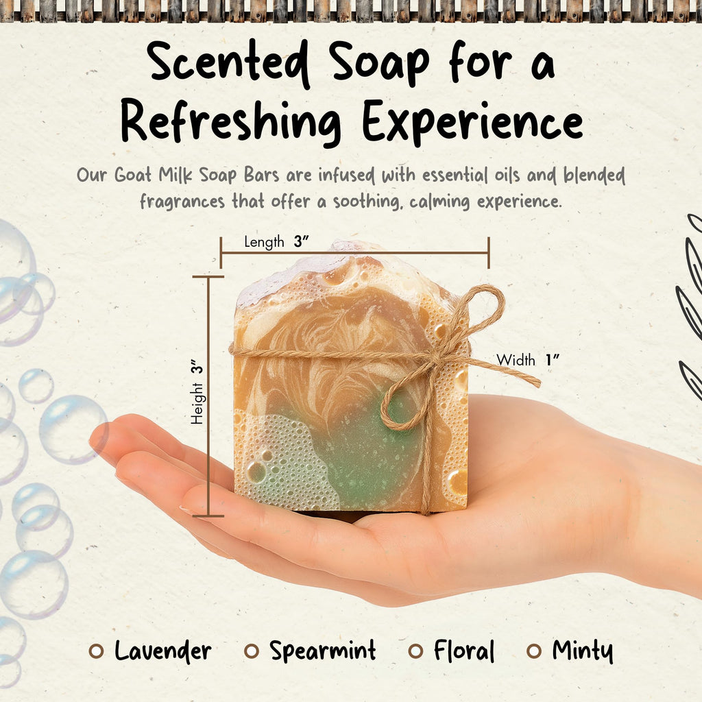 HushHush Farm Lavender Mint Goat Milk Soap Bar – Face & Body, 3-Pack