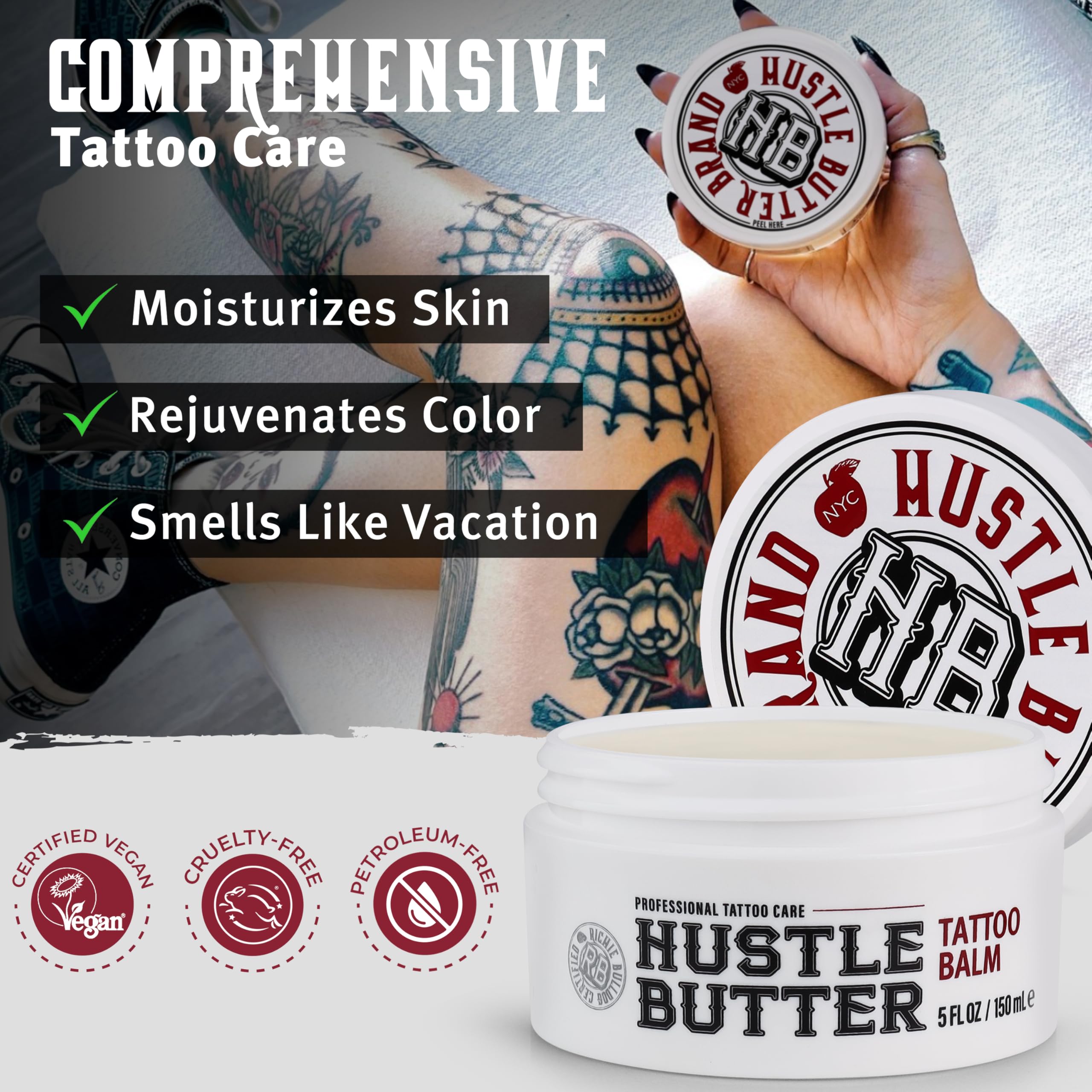 Hustle Butter Deluxe Tattoo Balm – Vegan, Petroleum-Free, 5 oz (2 Pack) – Before, During & After Care