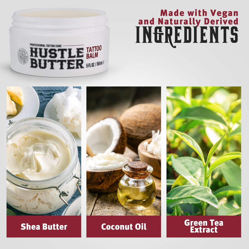 Hustle Butter Deluxe Tattoo Balm – Vegan, Petroleum-Free, 5 oz (2 Pack) – Before, During & After Care