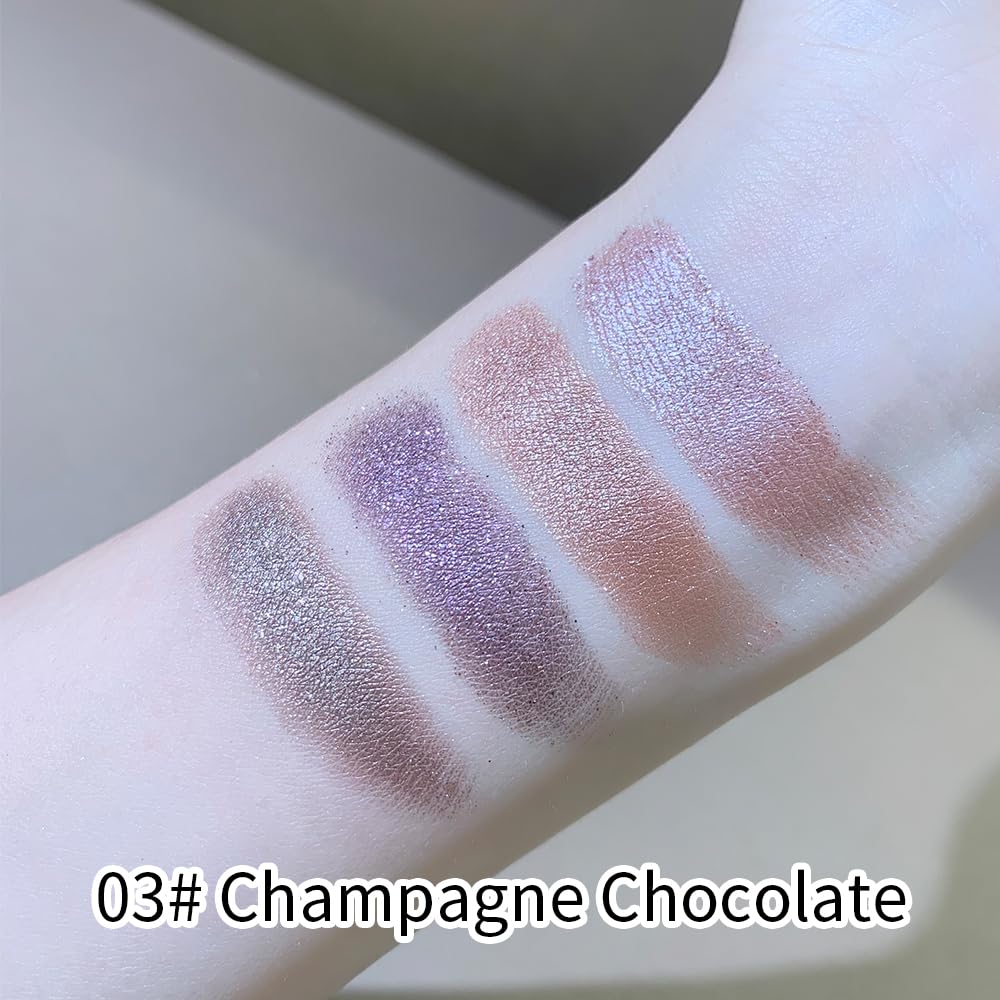 Hxssll Neutral Shimmer Eyeshadow Palette – Rose Mauve, Copper Bronze, Lavender Silver & Champagne Taupe