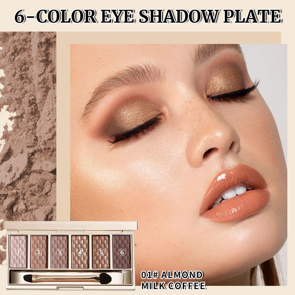 Hxssll Neutral Nude Brown Eyeshadow Palette – 6 Matte & Shimmer Shades for Everyday and Soft Glam