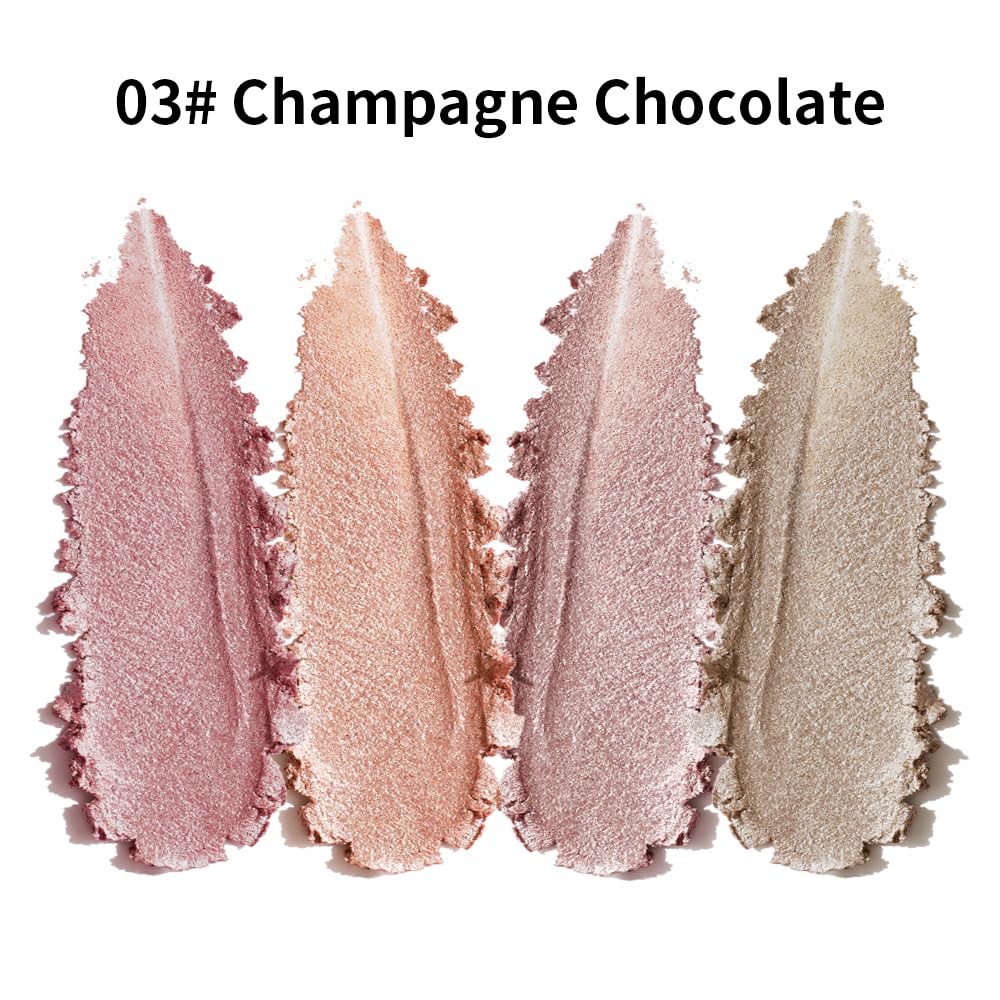 Hxssll Neutral Shimmer Eyeshadow Palette – Rose Mauve, Copper Bronze, Lavender Silver & Champagne Taupe