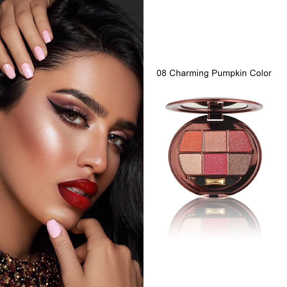 Hxssll Shimmer Glitter Mini Eyeshadow Palette – 6 Warm Tones, High Pigment & Waterproof