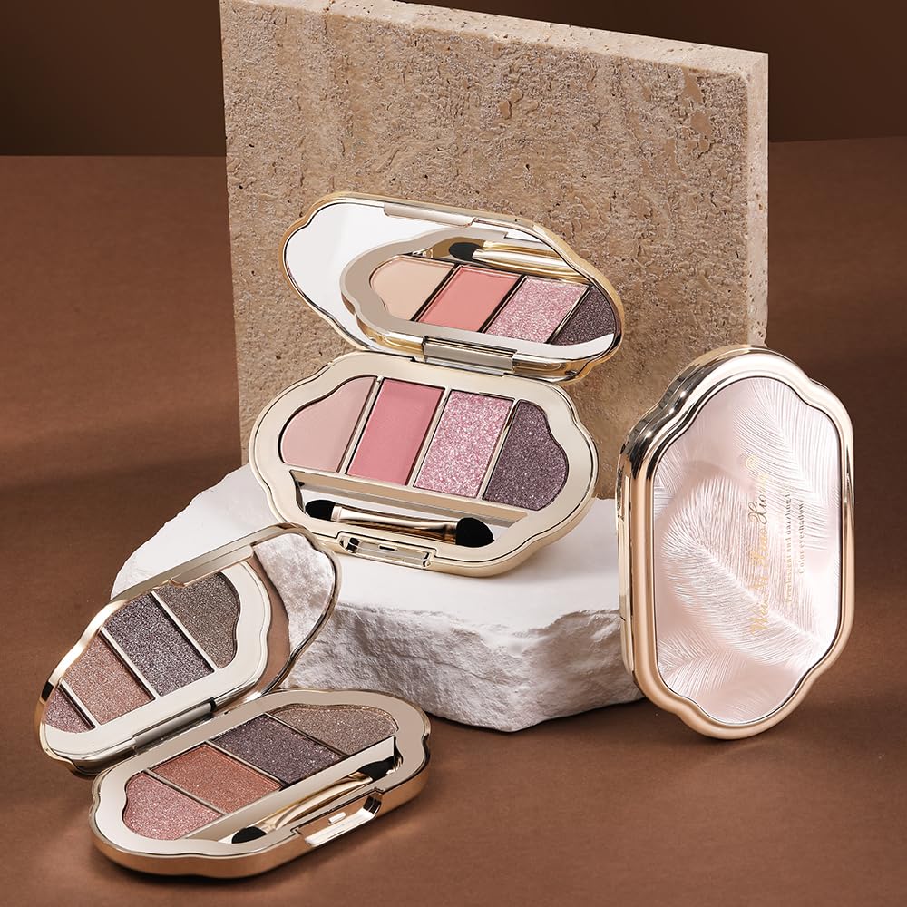 Hxssll Neutral Shimmer Eyeshadow Palette – Rose Mauve, Copper Bronze, Lavender Silver & Champagne Taupe