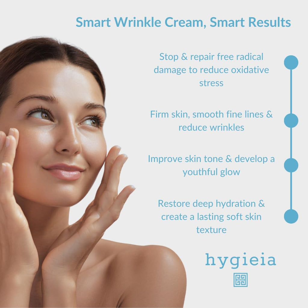 Hygieia+ Smart Wrinkle Cream | Bio-Active Liposomal Anti-Aging Moisturizer with Idebenone 1%, Retinol & Hyaluronic Acid | Deep Hydration for Fine Lines | 4 oz