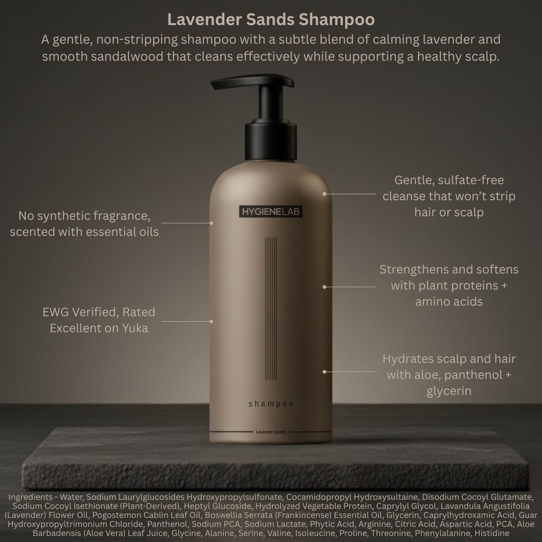 HygieneLab Mens Shampoo – EWG Verified, Fragrance-Free, Paraben-Free (10 fl oz)