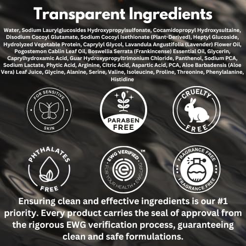 HygieneLab Mens Shampoo – EWG Verified, Fragrance-Free, Paraben-Free (10 fl oz)