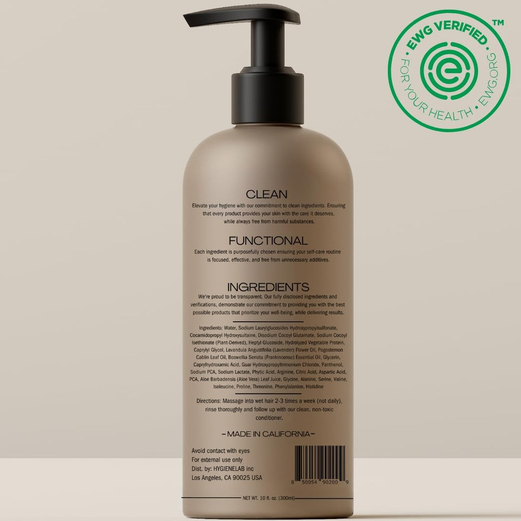 HygieneLab Mens Shampoo – EWG Verified, Fragrance-Free, Paraben-Free (10 fl oz)