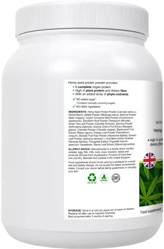 Hyper Hemp Vegan Hemp Seed Protein Powder UK
