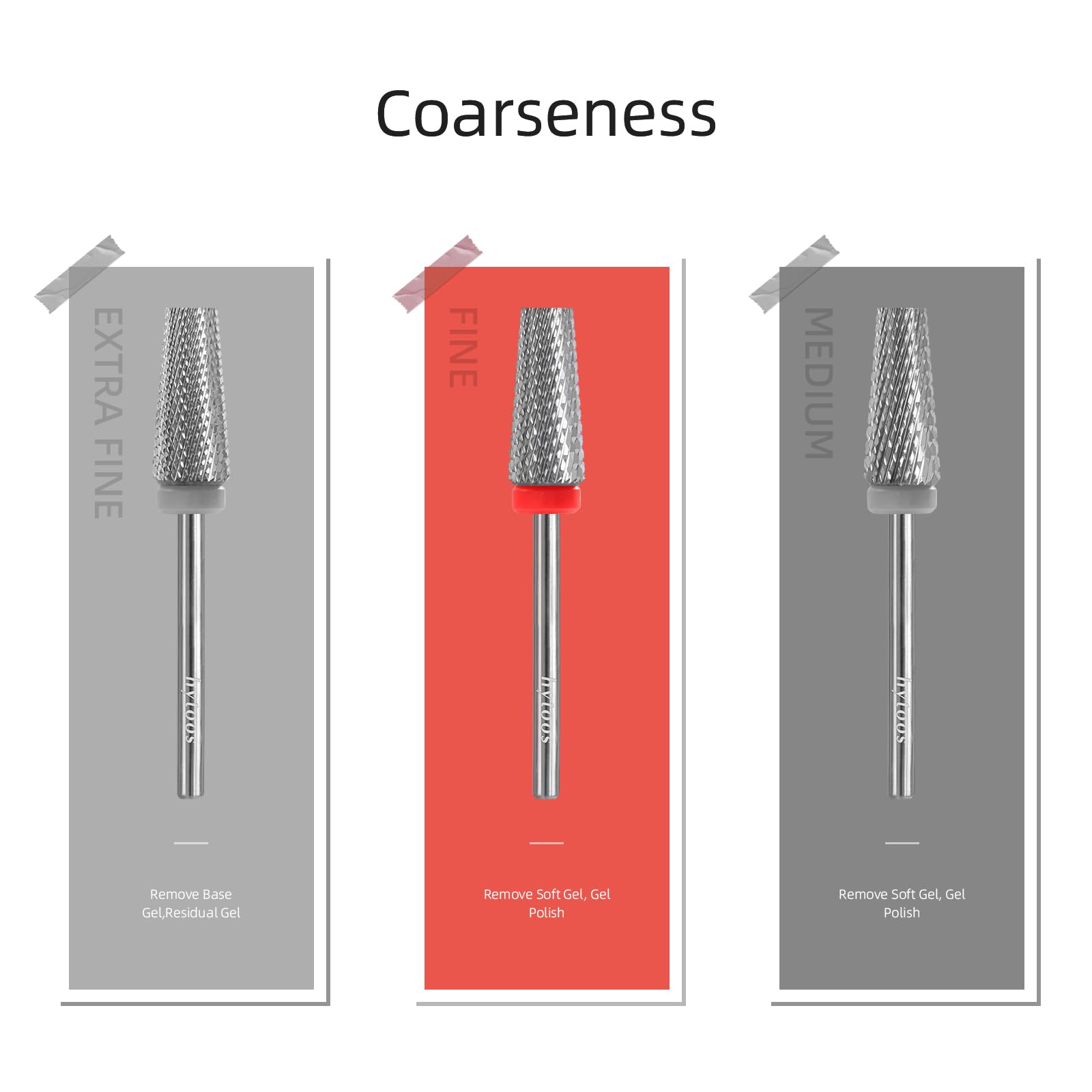 HYTOOS Flat Top 5 in 1 Nail Bit – Tungsten Carbide Cross Tapered 3/32 Shank, 2-Way Rotation