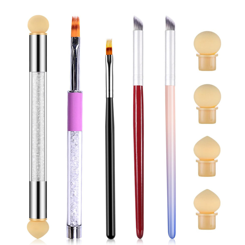 HYWWPFLAY 5Pcs Ombre Nail Brush & Sponges Set – Gradient Nail Art Tools for Gel Polish