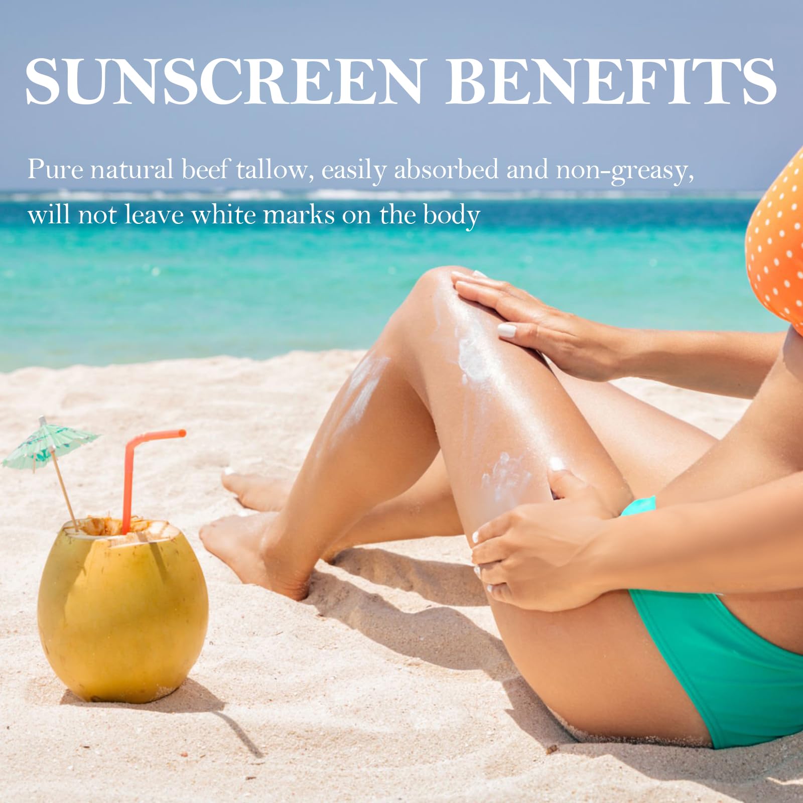 HZENPPOR Beef Tallow Sunscreen SPF 50 — Waterproof, Non-Greasy Face & Body, 2.46 oz