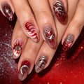 HZJXRT 24-Piece Love Heart Press-On Nails Set – 3D Sun Moon Almond Medium, Glitter Red, Glue-On Nails for Women