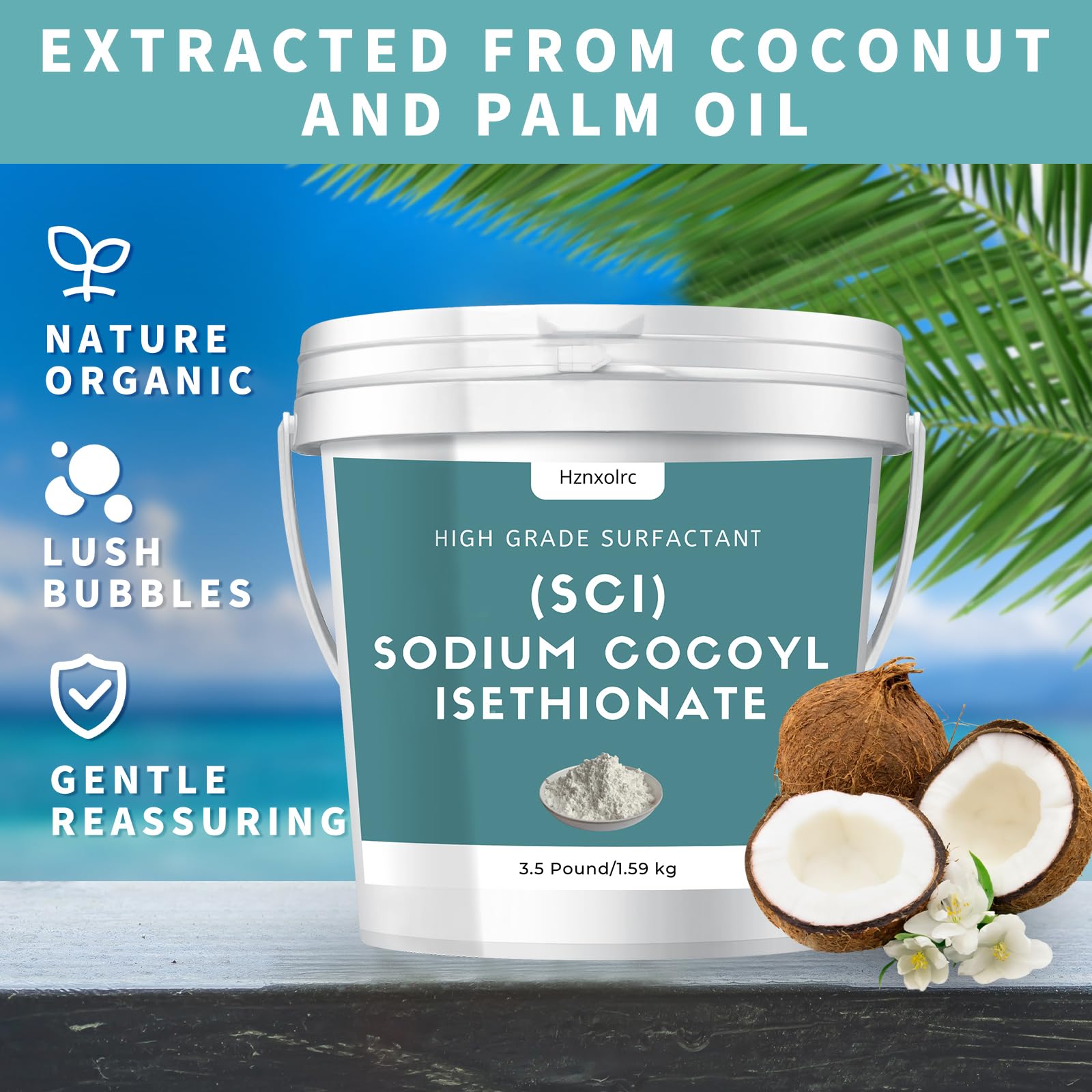 Hznxolrc 3.5 lb Sodium Cocoyl Isethionate (SCI) Powder – Premium Bubble Surfactant for Bath Bombs