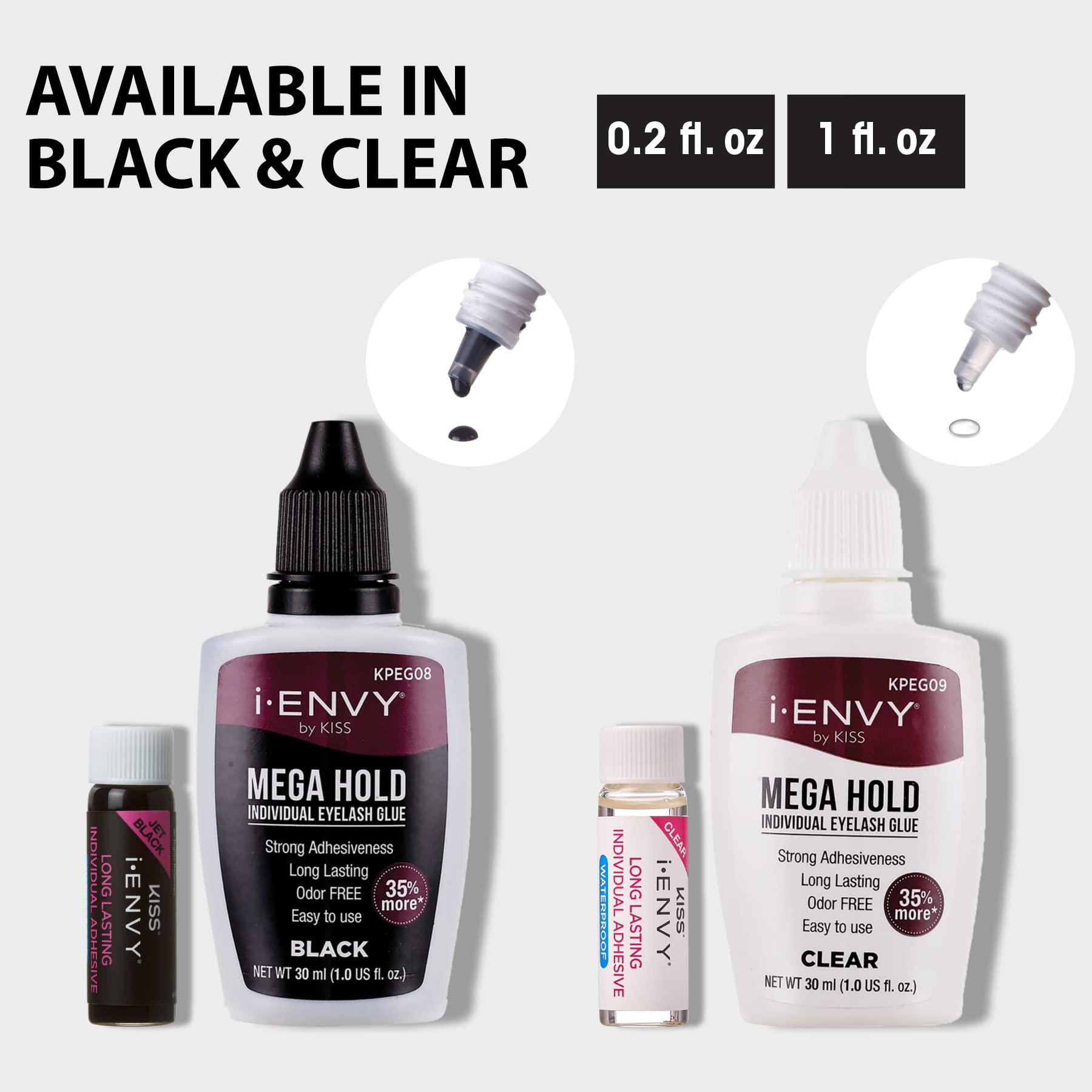 i•ENVY Lash Glue for Individual Lashes – Waterproof, Latex-Free, Up to 2 Weeks, 6 Pack (Black)
