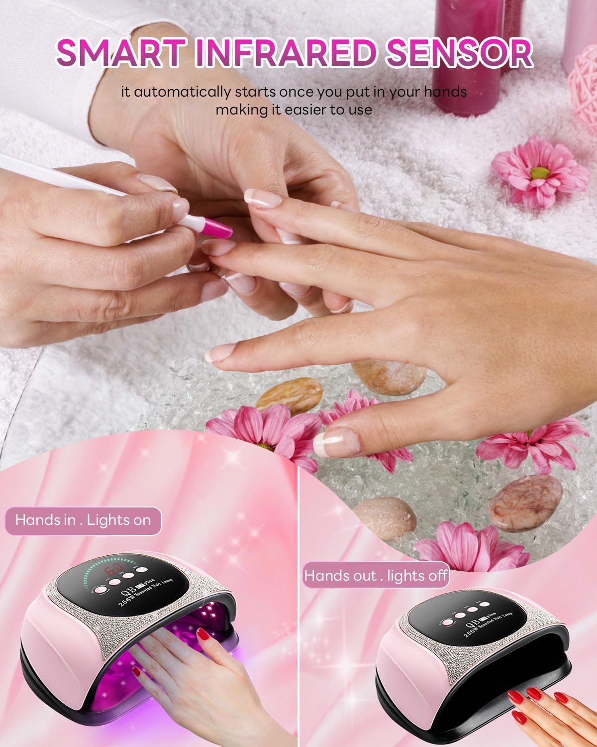 iBigLY UV LED Nail Dryer 256W – Fast Gel Curing, Auto Sensor, 4 Timers