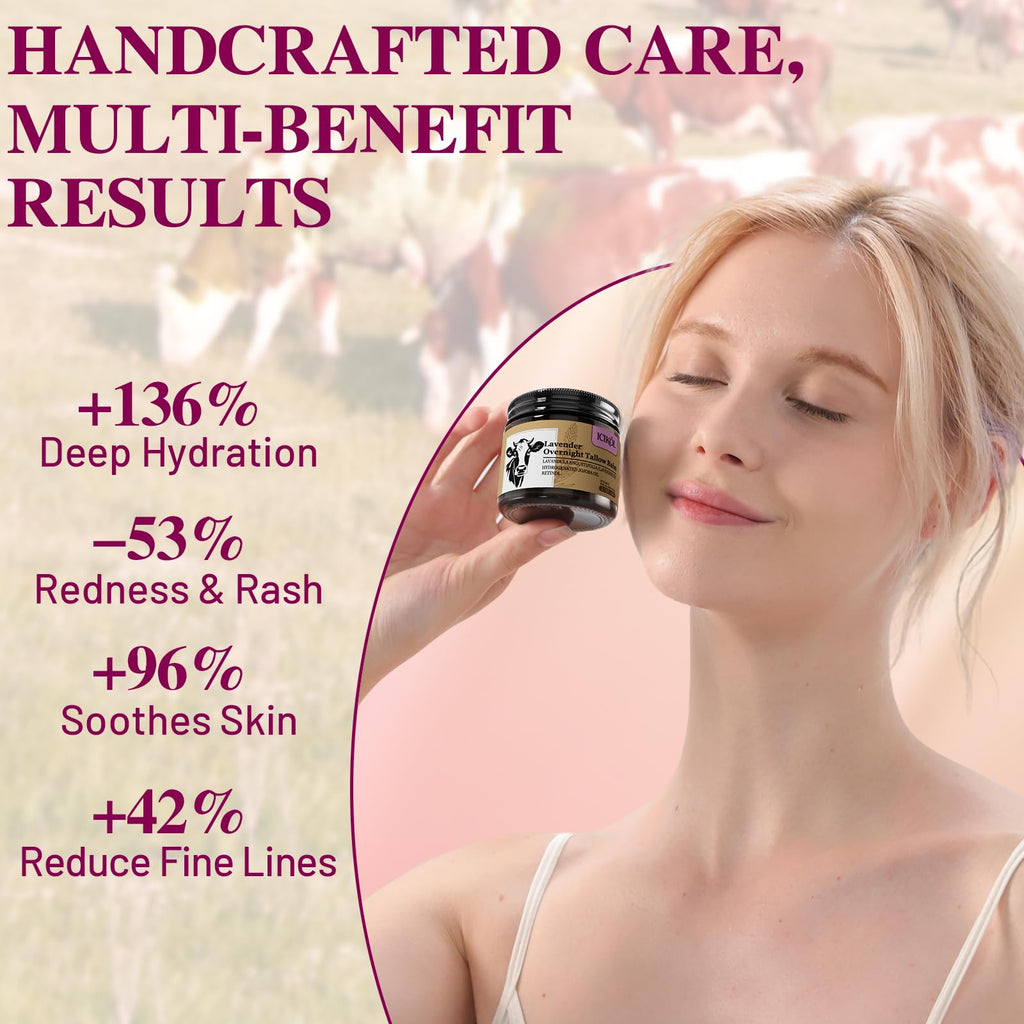 ICIKOL Beef Tallow Honey Balm - Grass-Fed Tallow Moisturizer for Face & Body (2.1 oz)
