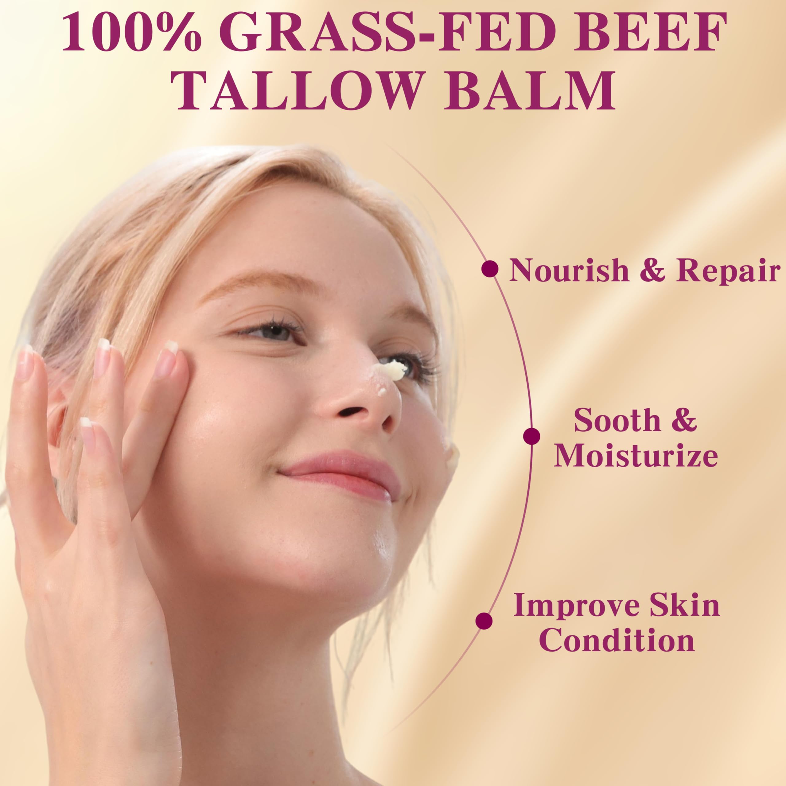ICIKOL Beef Tallow Honey Balm - Grass-Fed Tallow Moisturizer for Face & Body (2.1 oz)