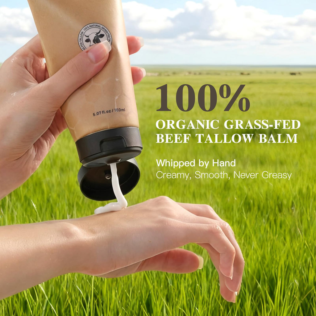 ICIKOL Organic Beef Tallow Honey Balm – Whipped Moisturizer for Face & Body (5.3 oz)