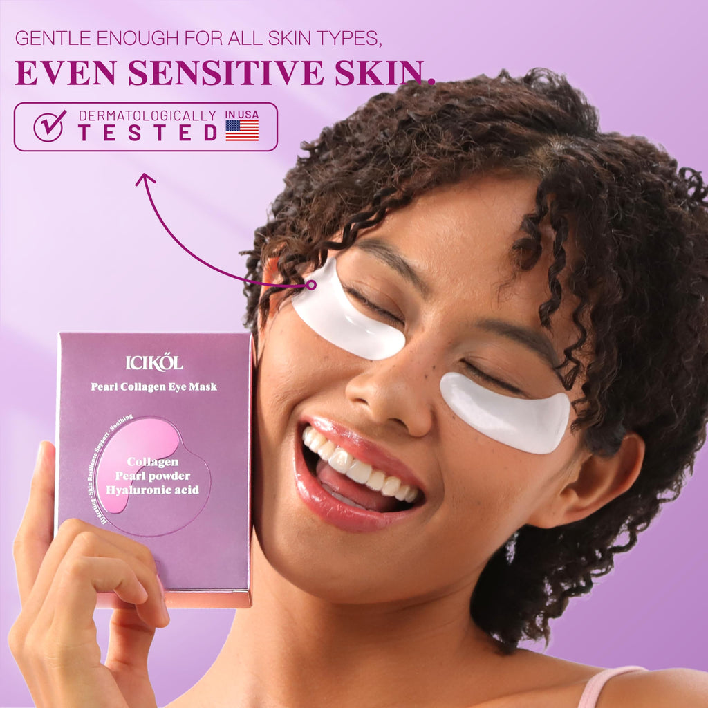 ICIKOL Collagen Under Eye Patches Mask – Deep Hydration & Puffiness Reduction (12 Pairs, Pearl Powder)